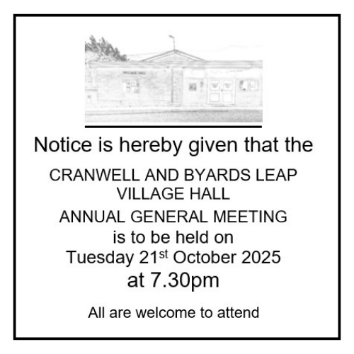 21 Oct | Village Hall AGM
